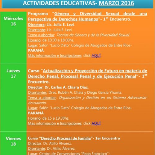 Boletín de Actividades Educativas- Marzo 2016