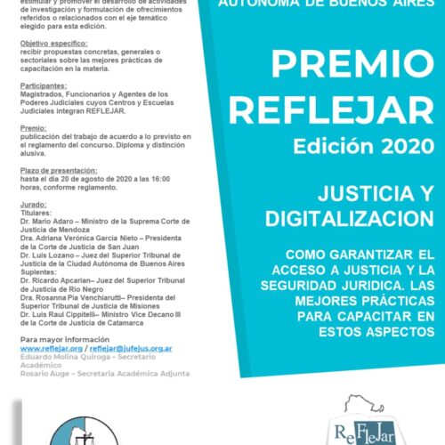 PREMIO REFLEJAR 2020: Prórroga y modificación de Reglamento