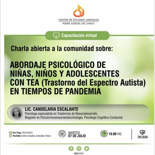Charla abierta a la comunidad sobre “Abordaje psicológico de niñas, niños y adolescentes con TEA (Trastorno del Espectro Autista) en tiempos de pandemia”