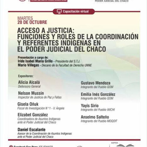 Capacitación virtual de la cátedra libre de Derecho Indígena sobre Acceso a Justicia- CEJ