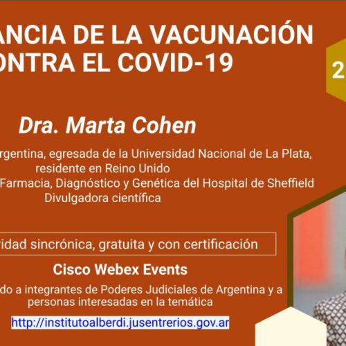 WEBINAR IMPORTANCIA DE LA VACUNACIÓN CONTRA EL COVID-19 (Instituto “Dr. Juan Bautista Alberdi” – Entre Ríos)