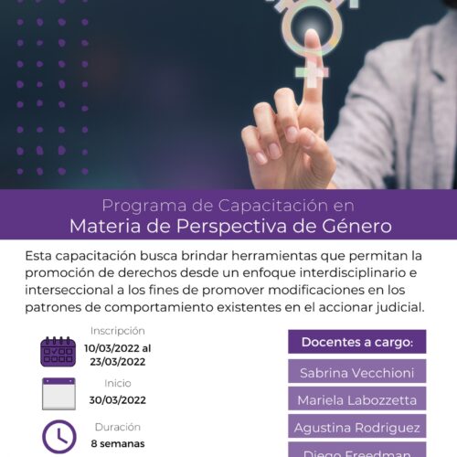 Difusión: Curso virtual “Capacitación en Materia de Perspectiva de Género” – Escuela Judicial Consejo de la Magistratura de la Nación Argentina