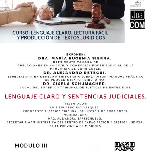 Invitación: Módulo 3 del Curso de Lenguaje Claro “Lenguaje Claro y Sentencias Judiciales”