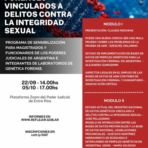 Invitación JUFEJUS, REFLEJAR y Fundación Sadosky: “Datos genéticos forenses vinculados a delitos contra la integridad sexual”