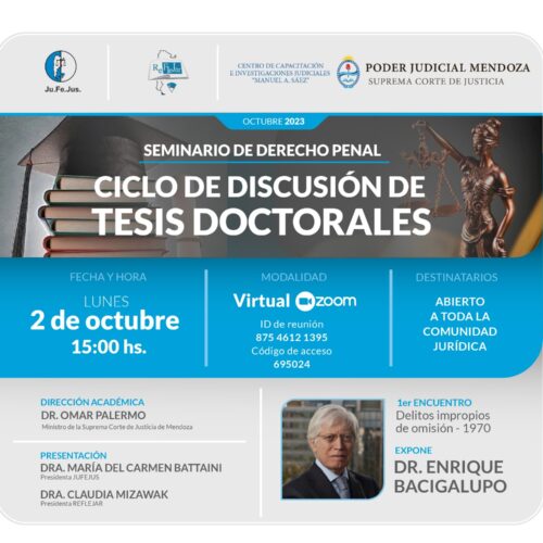 Invitación: Seminario de Derecho Penal. “Ciclo de Discusión de tesis doctorales”